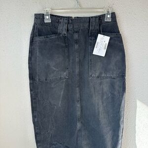 Free People Charcoal Denim Skirt